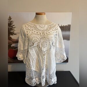 White Bathing Suit Coverup/Top - New Without Tags